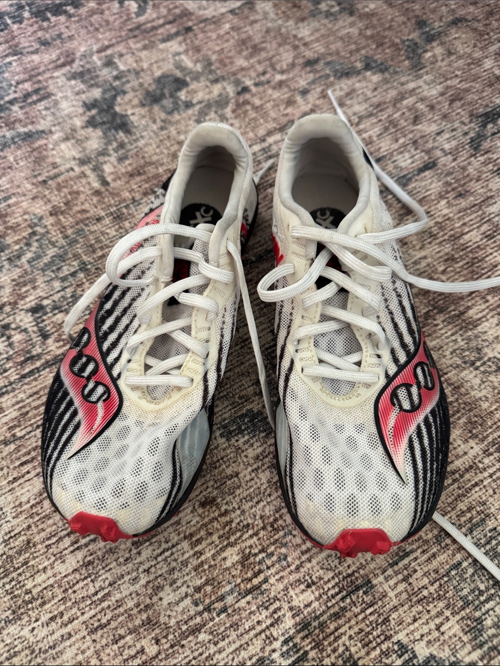 Women's White and Red Running Sneakers